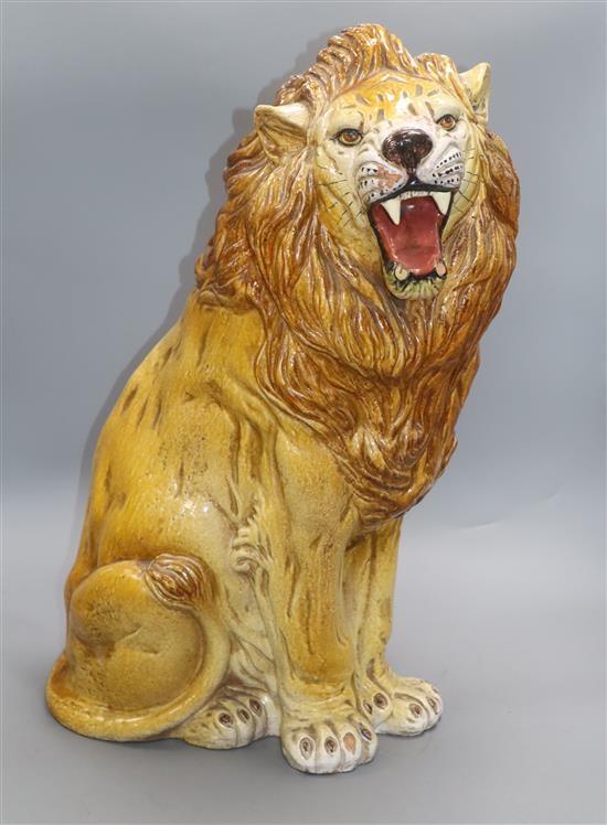 A 1960s maiolica lion height 60cm